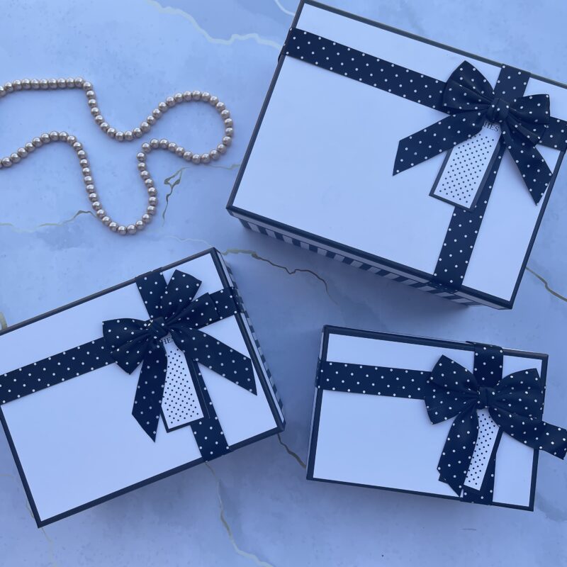 White & Black Stripe Gift Box - Small