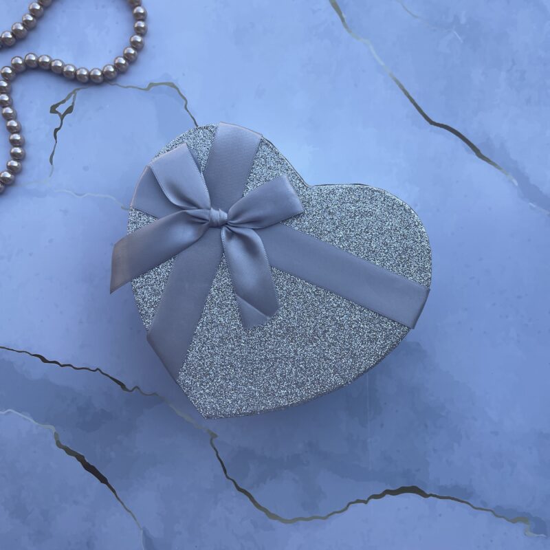 Silver Glitter Heart Gift Box