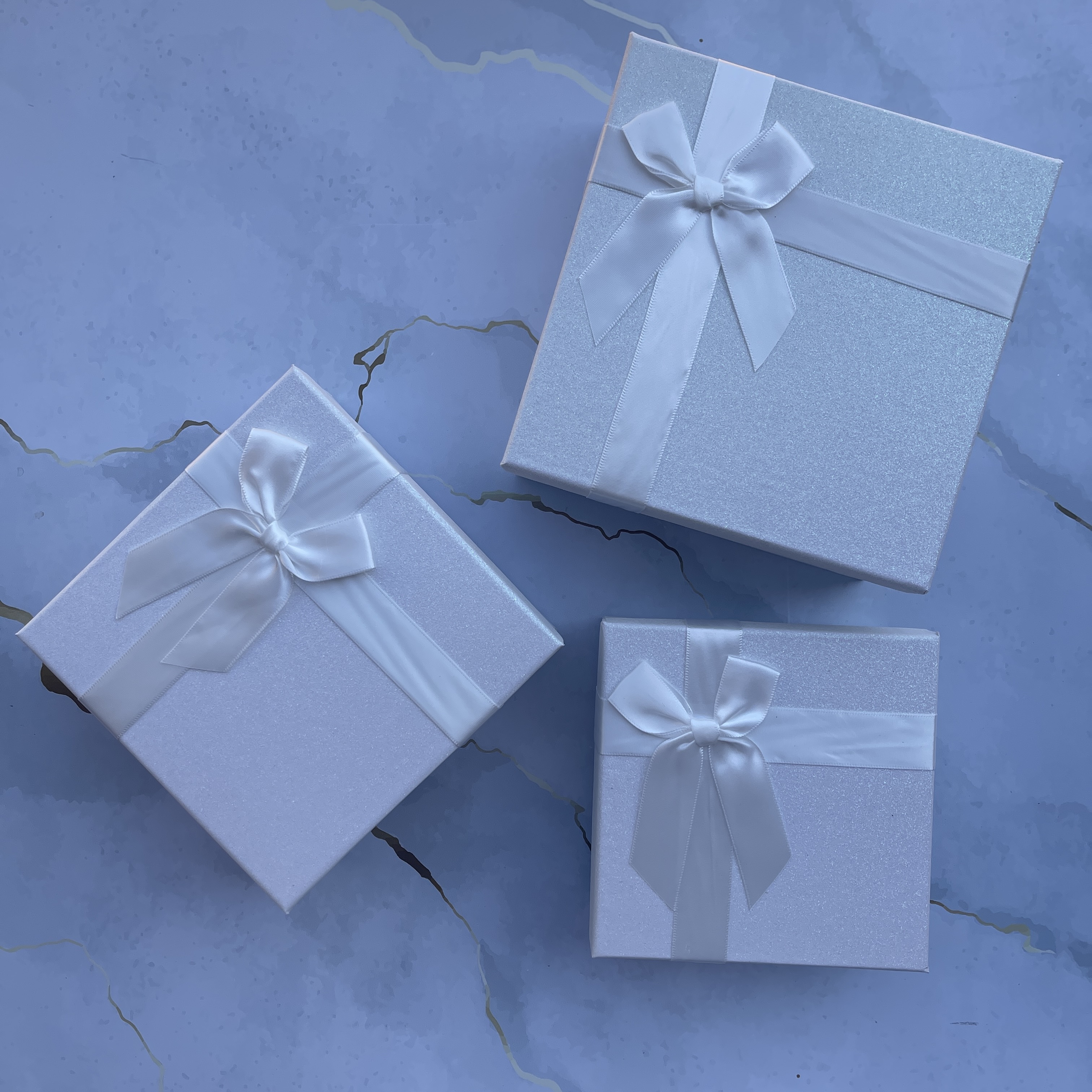 White Glitter Gift Box - Large