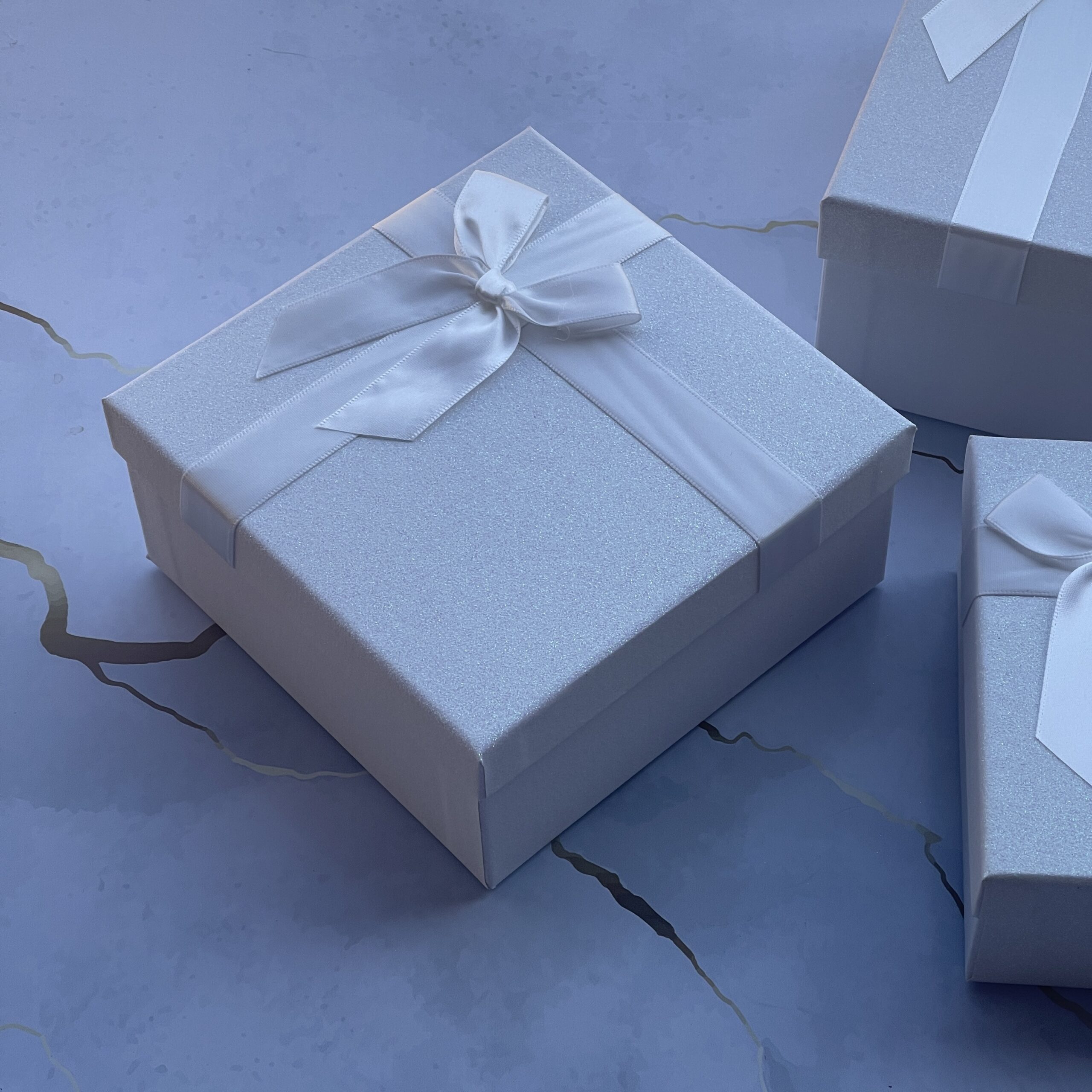 White Glitter Gift Box - Large - Image 2