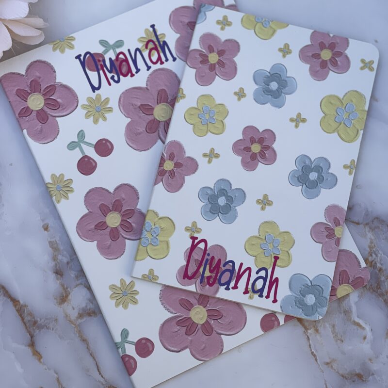 Pink Yellow Flower Notebook Set