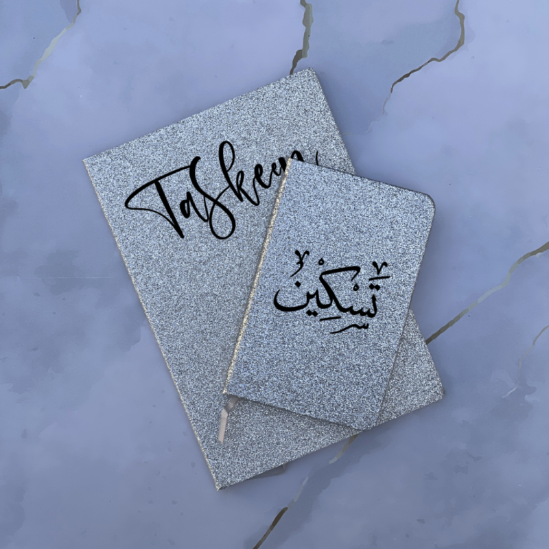 Silver Glitter Notebook Set