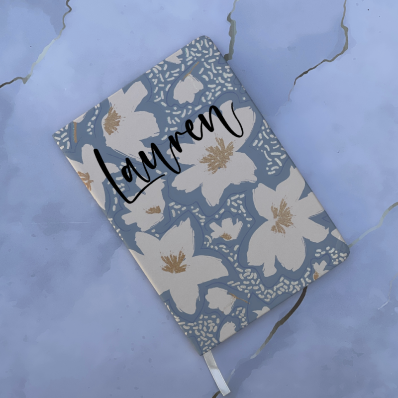 Blue White Flower Notebook A5