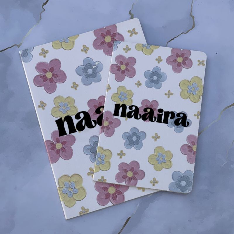 Pink Blue Flower Notebook Set