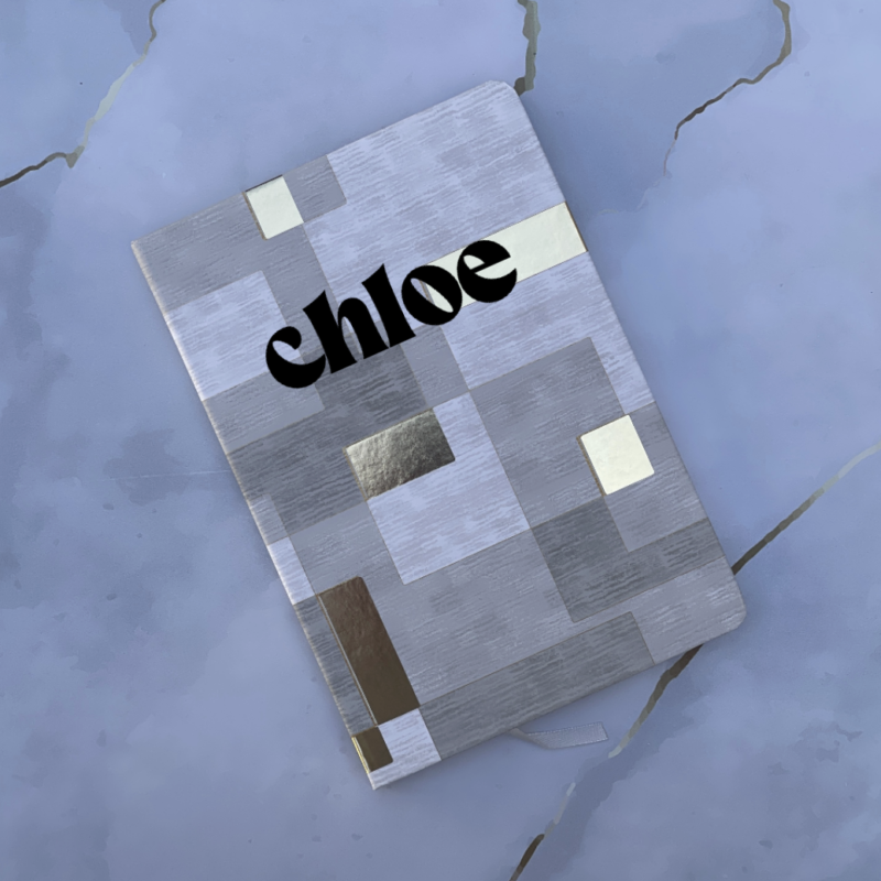 Grey Gold Block Notebook A6